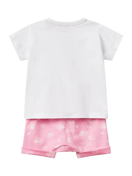 Benetton Baby Ballet Bunny T-Shirt and Shorts Set, Pink - view 2, Pink