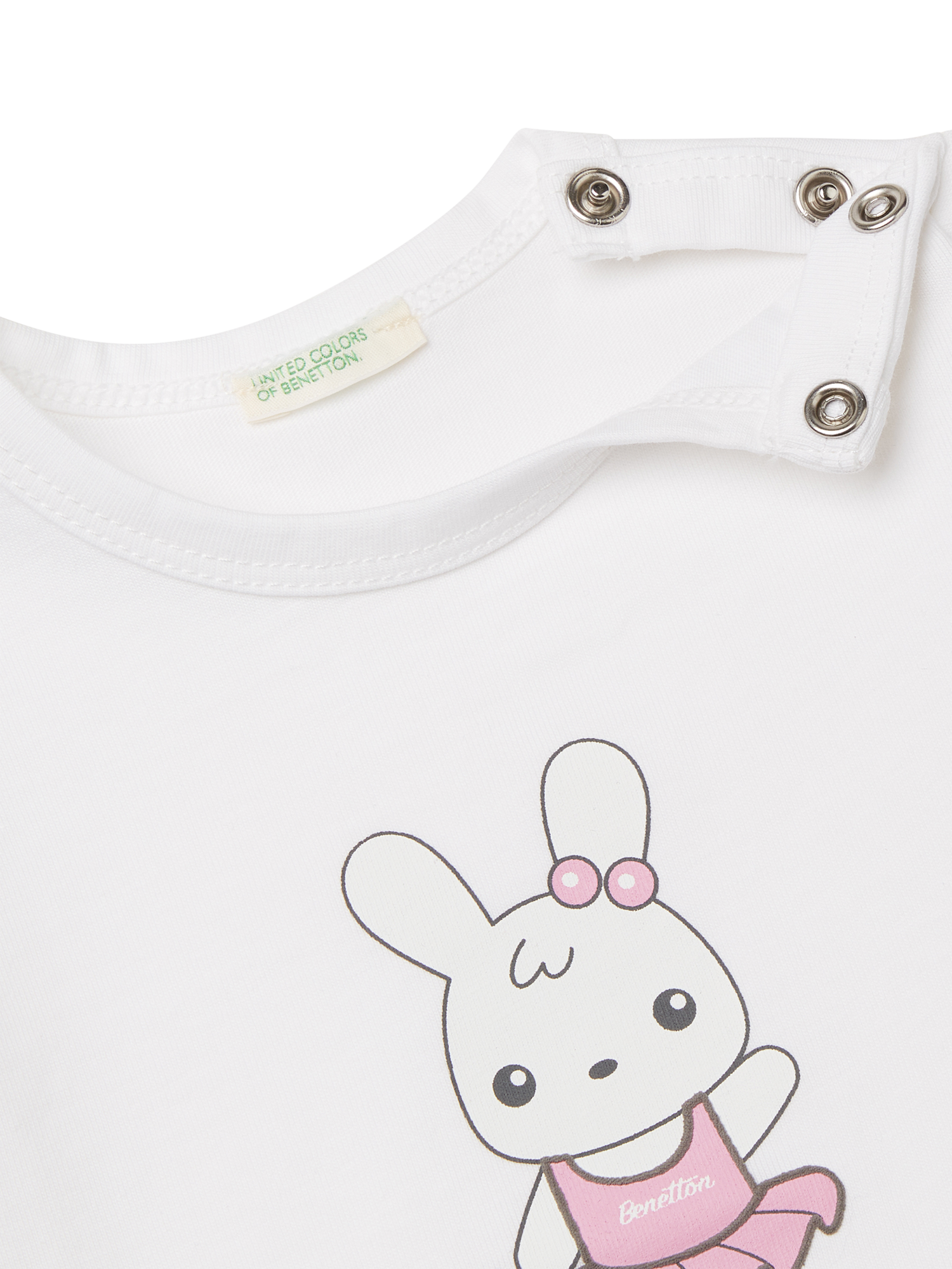 Product image 3 of 4, which shows Benetton Baby Ballet Bunny T-Shirt and Shorts Set, Pink, 12-18 months