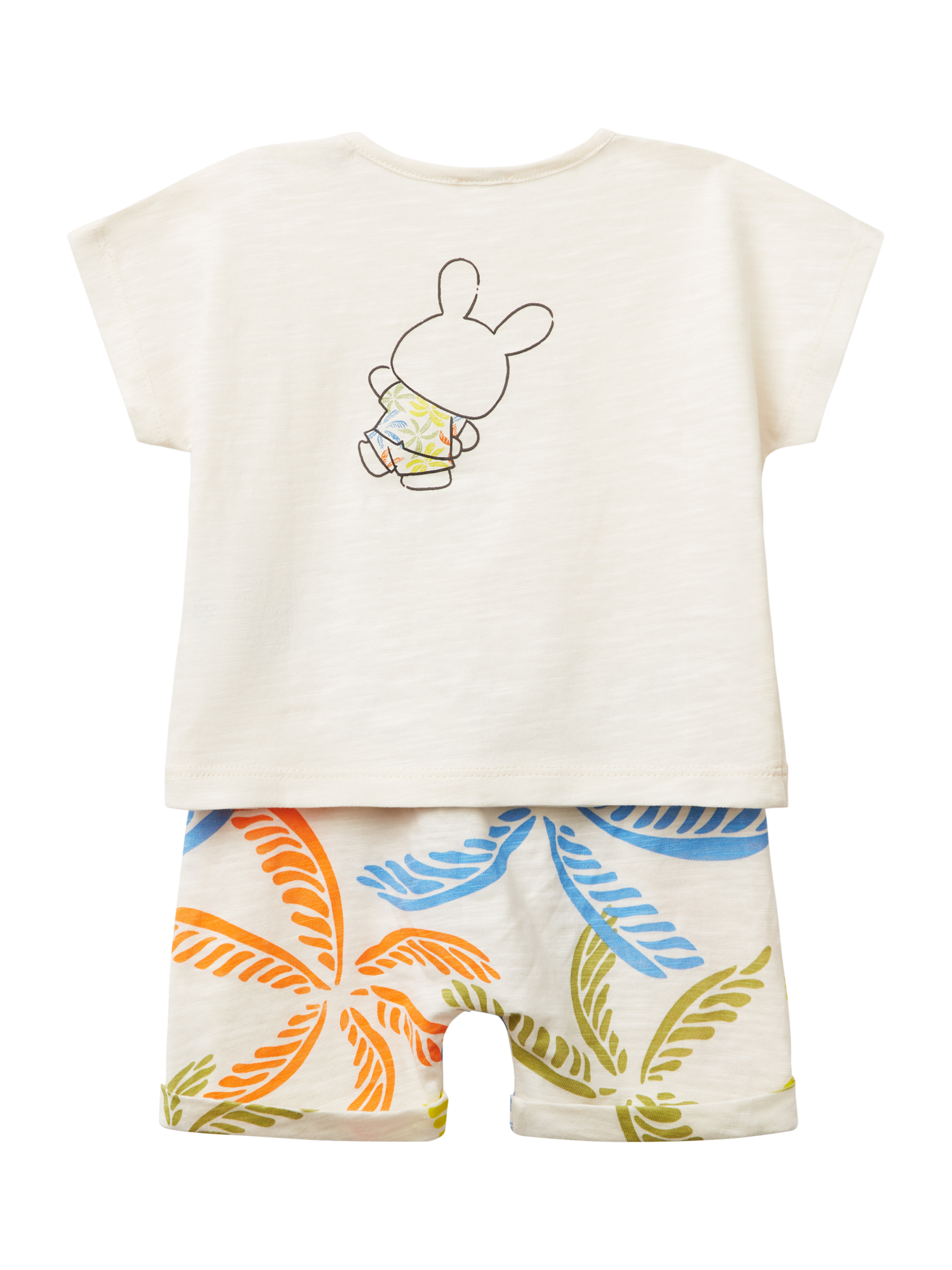 Product image 2 of 4, which shows Benetton Baby Cotton T-Shirt and Shorts Set, White Cream, 1-3 months