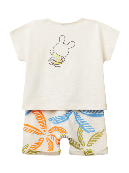 Benetton Baby Cotton T-Shirt and Shorts Set - view 2, White Cream