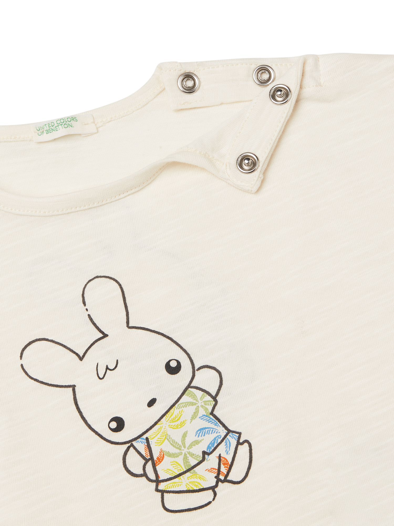 Product image 3 of 4, which shows Benetton Baby Cotton T-Shirt and Shorts Set, White Cream, 1-3 months
