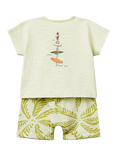 Benetton Baby Cotton Top and Shorts Set, Light Green