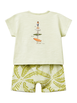 Benetton Baby Cotton Top and Shorts Set, Light Green - view 2, Light Green