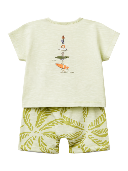 Benetton Baby Cotton Top and Shorts Set, Light Green - view 2, Light Green