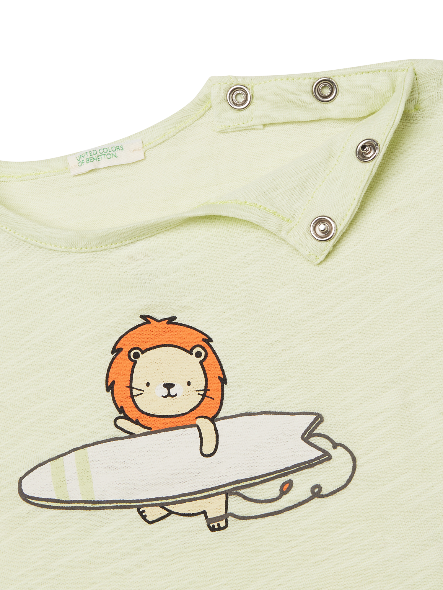 Product image 3 of 4, which shows Benetton Baby Cotton Top and Shorts Set, Light Green, 1-3 months