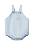 Benetton Baby Cotton Button Romper, Light Blue Powder