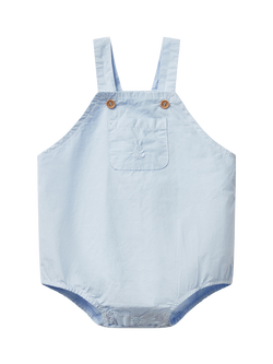 Benetton Baby Cotton Button Romper, Light Blue Powder, Light Blue Powder