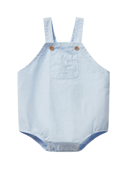 Benetton Baby Cotton Button Romper, Light Blue Powder, Light Blue Powder