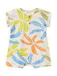 Benetton Baby Cotton Leaf Print Romper, White Cream