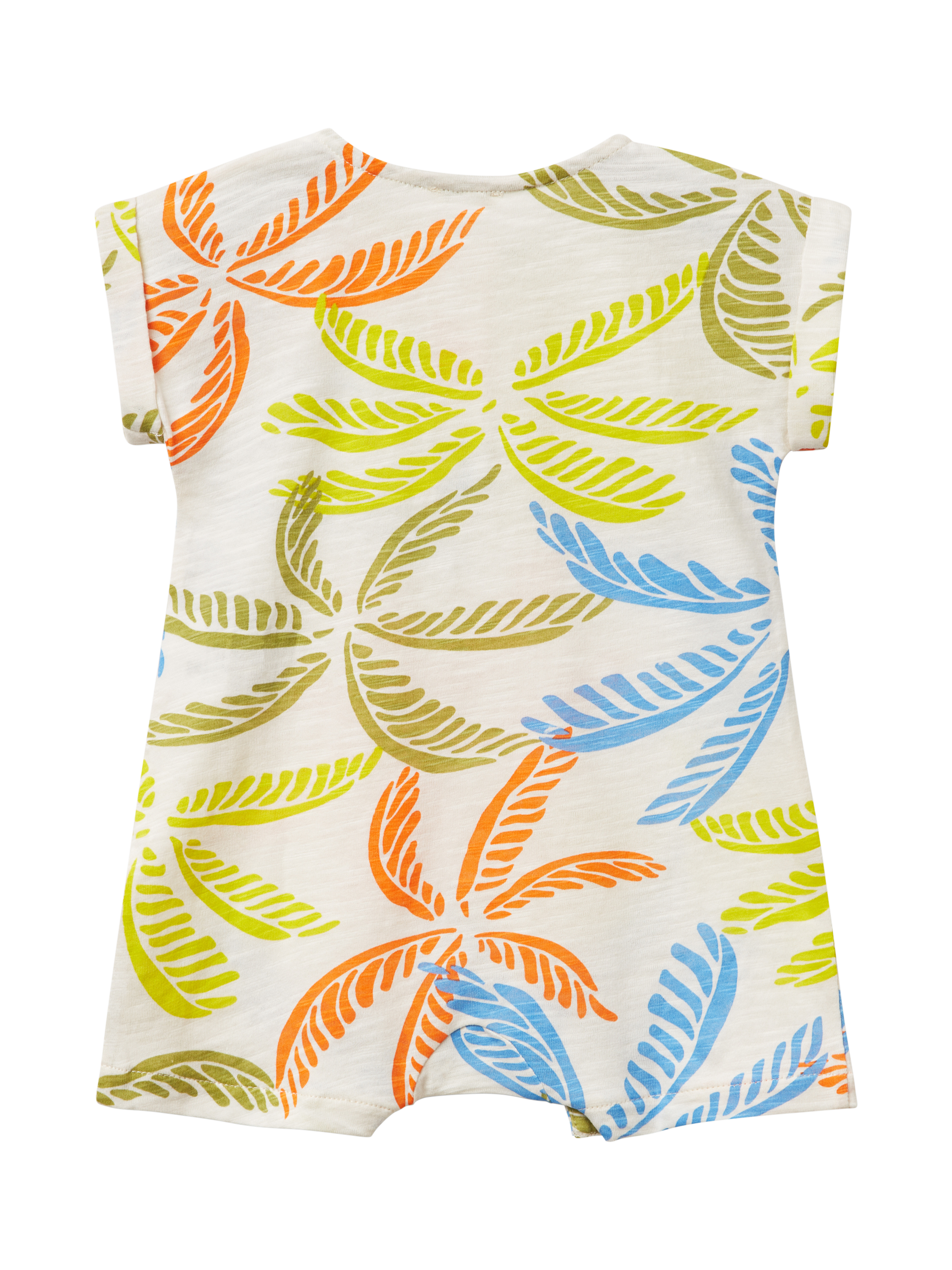 Product image 2 of 3, which shows Benetton Baby Cotton Leaf Print Romper, White Cream, 1-3 months