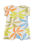 Benetton Baby Cotton Leaf Print Romper, White Cream