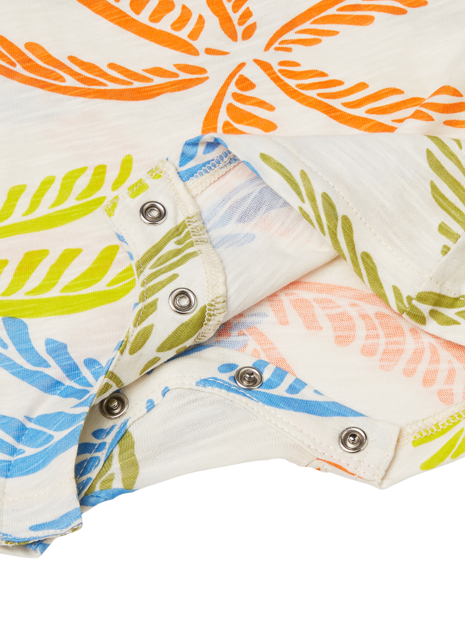 Product image 3 of 3, which shows Benetton Baby Cotton Leaf Print Romper, White Cream, 1-3 months