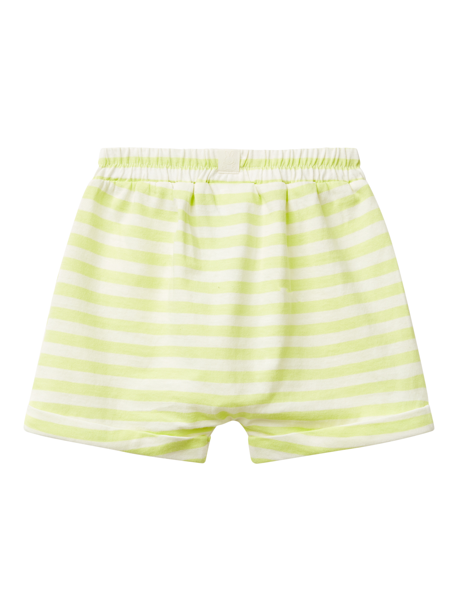 Product image 2 of 3, which shows Benetton Baby Cotton Striped Shorts, Lime, 1-3 months