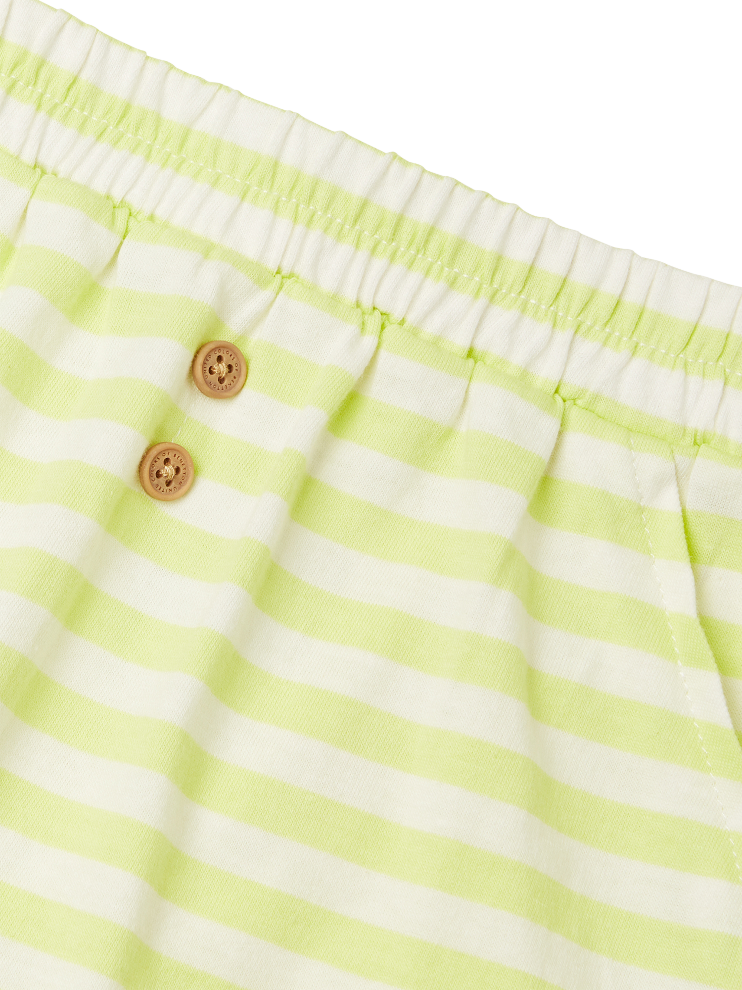 Product image 3 of 3, which shows Benetton Baby Cotton Striped Shorts, Lime, 1-3 months