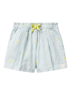 Benetton Baby Cotton Striped Drawstring Shorts, Offwhite, Offwhite