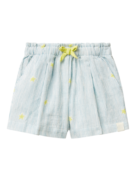 Benetton Baby Cotton Striped Drawstring Shorts, Offwhite, Offwhite