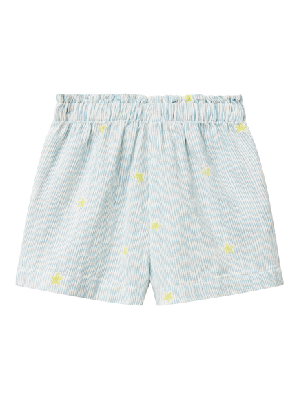Benetton Baby Cotton Striped Drawstring Shorts, Offwhite - view 2, Offwhite