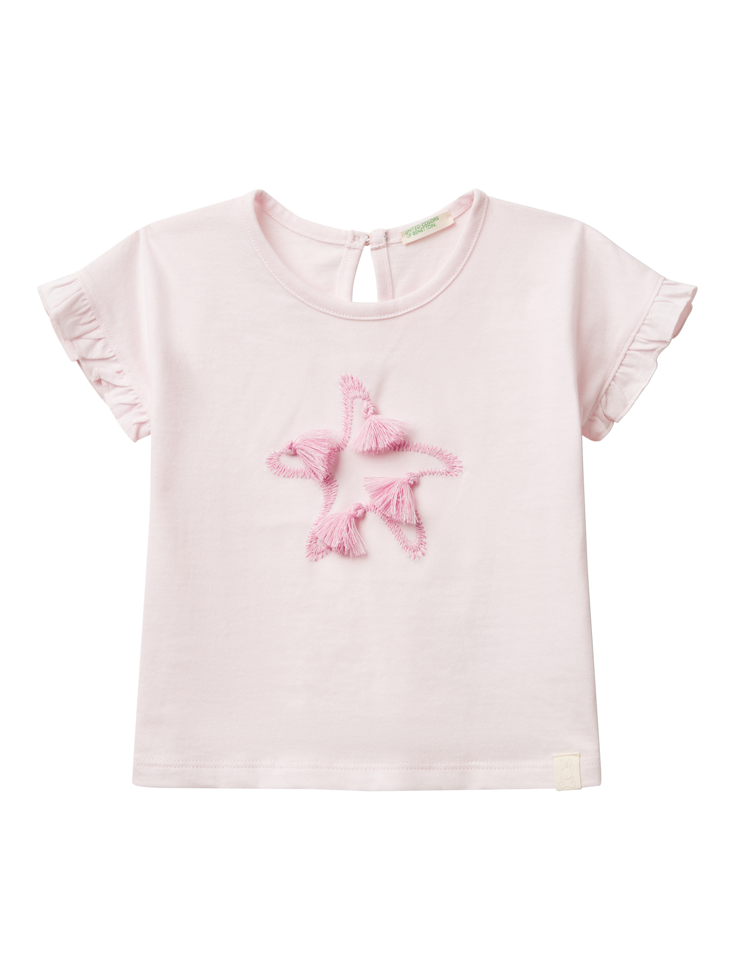 Product image 1 of 3, which shows Benetton Baby Cotton Tassel Starfish T-Shirt, Pastel Pink, 12-18 months