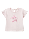 Benetton Baby Cotton Tassel Starfish T-Shirt, Pastel Pink