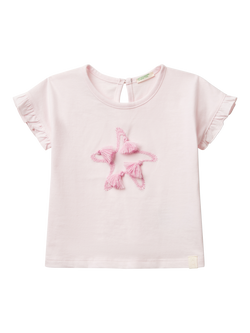 Benetton Baby Cotton Tassel Starfish T-Shirt, Pastel Pink, Pastel Pink