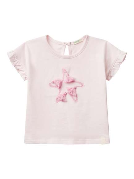 Benetton Baby Cotton Tassel Starfish T-Shirt, Pastel Pink, Pastel Pink