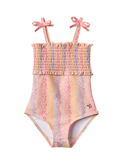 WHEAT Kids' Selma Shirred Printed Swimsuit, Multi, Multi
