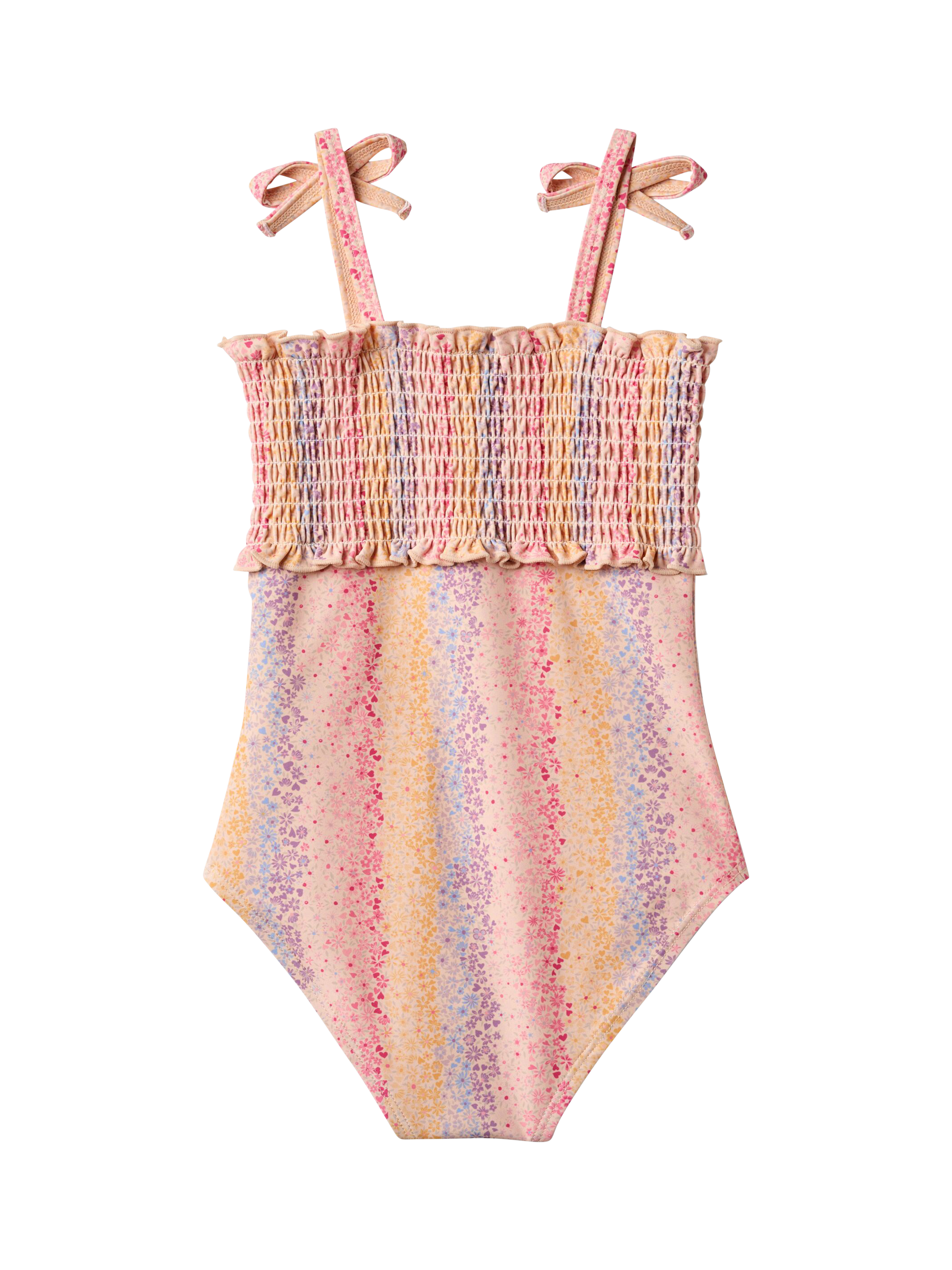 Product image 2 of 2, which shows WHEAT Kids' Selma Shirred Printed Swimsuit, Multi, 12 months