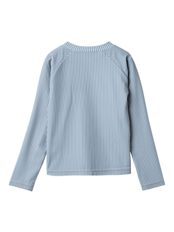 WHEAT Kids' Striped Long Sleeve Swim T-Shirt, Blue Mid - view 2, 