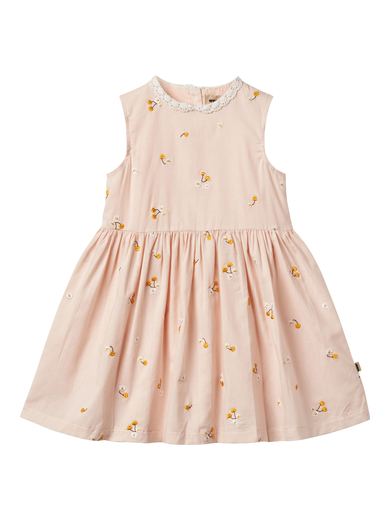Product image 1 of 2, which shows WHEAT Kids' Elma Cotton Sleeveless Floral Embroidered Dress, Cream/Multi, 3 years