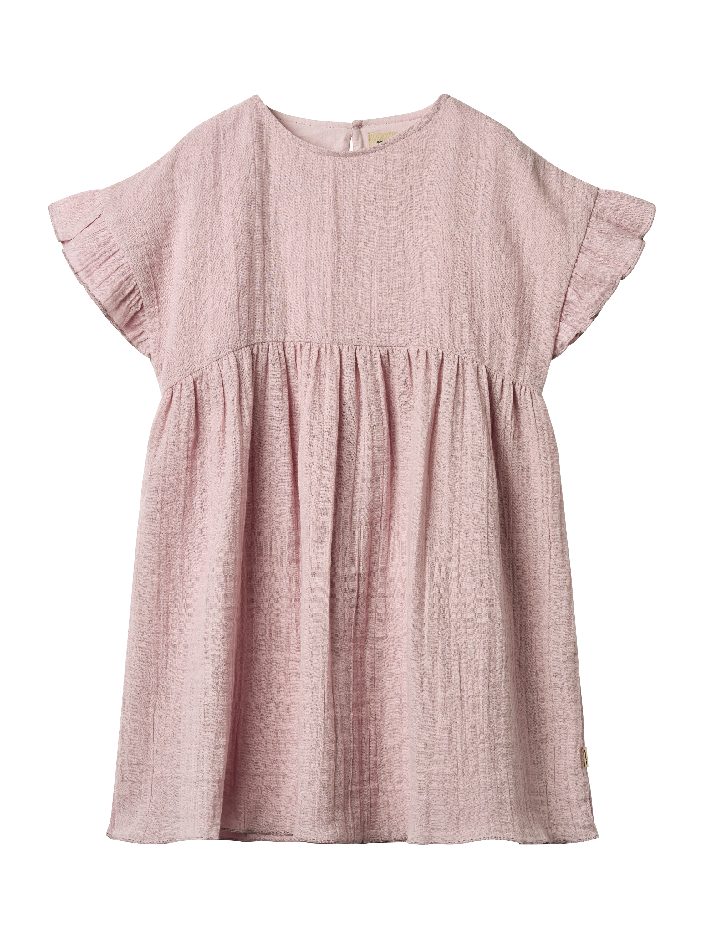 Product image 1 of 6, which shows WHEAT Kids' Cotton Short Sleeved Ruffle Dress, 9428 Lavender Mist, 3 years
