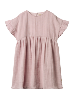 WHEAT Kids' Cotton Short Sleeved Ruffle Dress, 9428 Lavender Mist, 9428 Lavender Mist