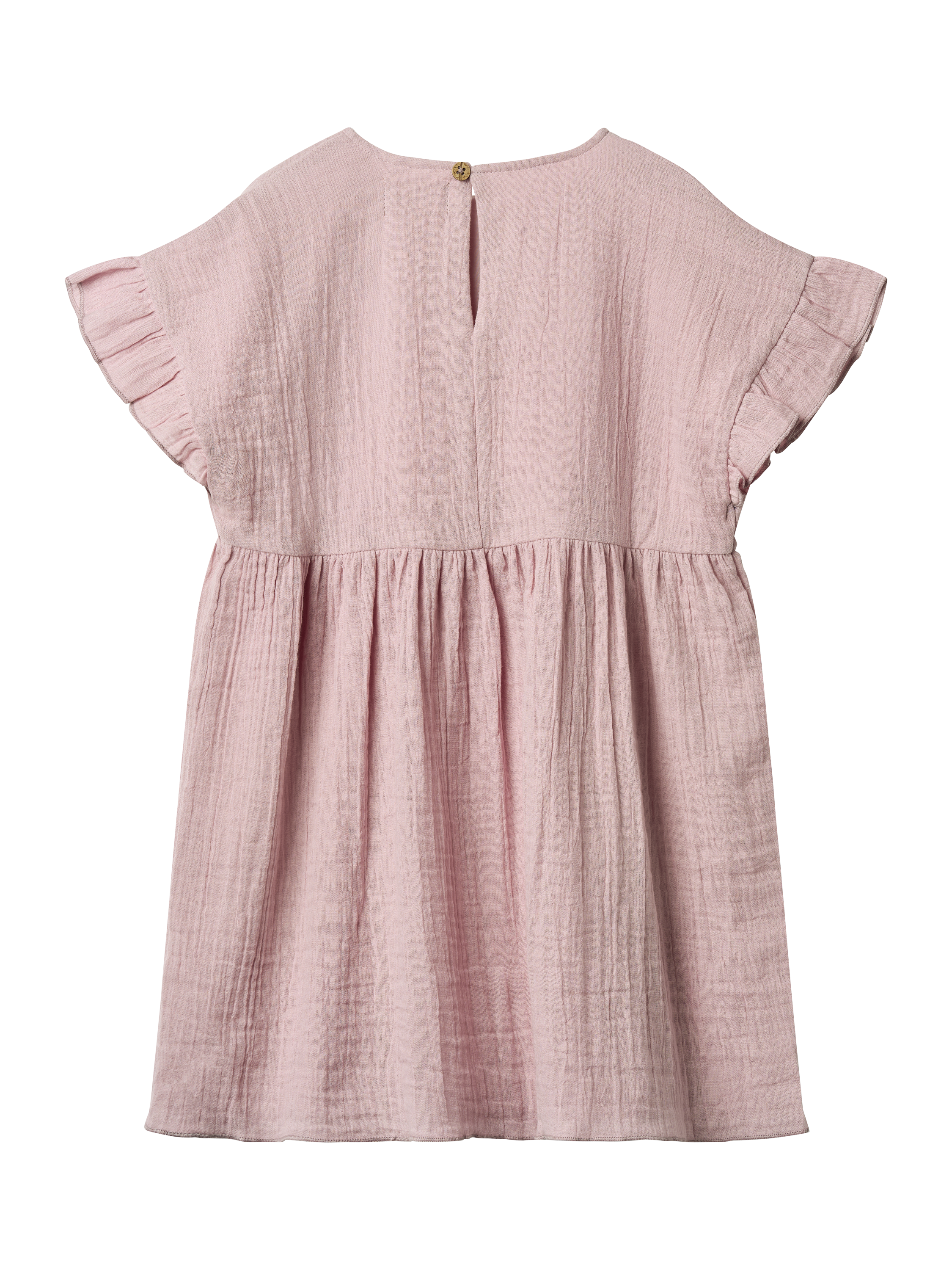 Product image 2 of 6, which shows WHEAT Kids' Cotton Short Sleeved Ruffle Dress, 9428 Lavender Mist, 3 years