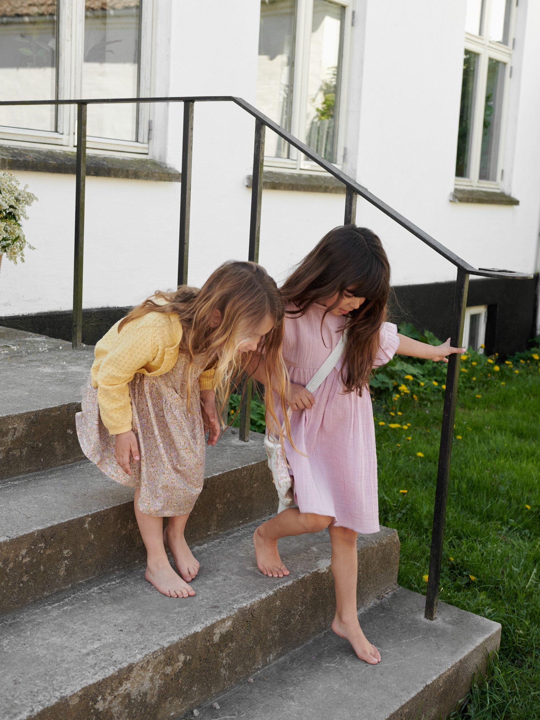 Product image 4 of 6, which shows WHEAT Kids' Cotton Short Sleeved Ruffle Dress, 9428 Lavender Mist, 3 years