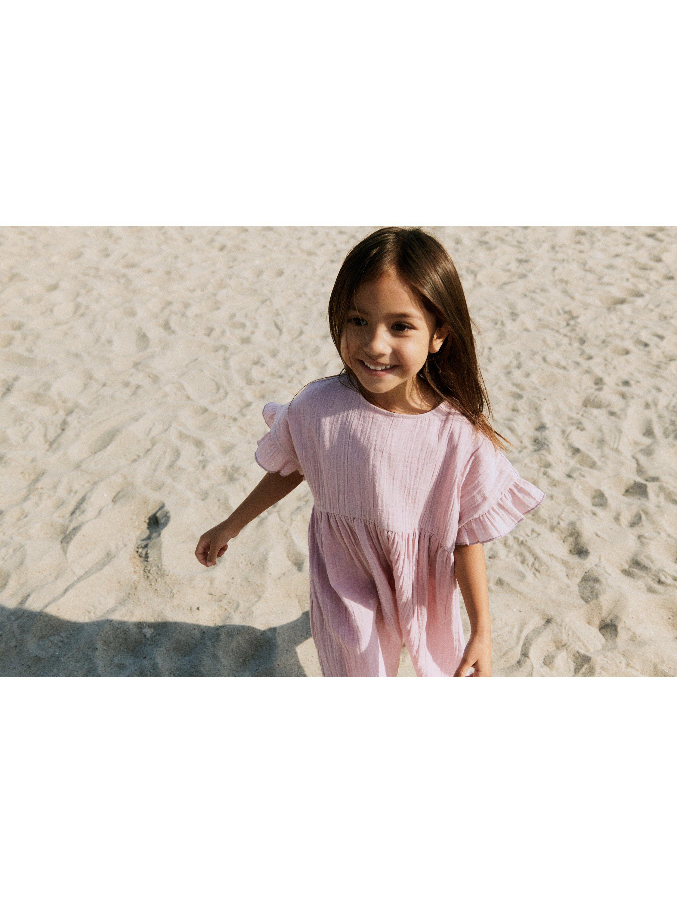 Product image 5 of 6, which shows WHEAT Kids' Cotton Short Sleeved Ruffle Dress, 9428 Lavender Mist, 3 years
