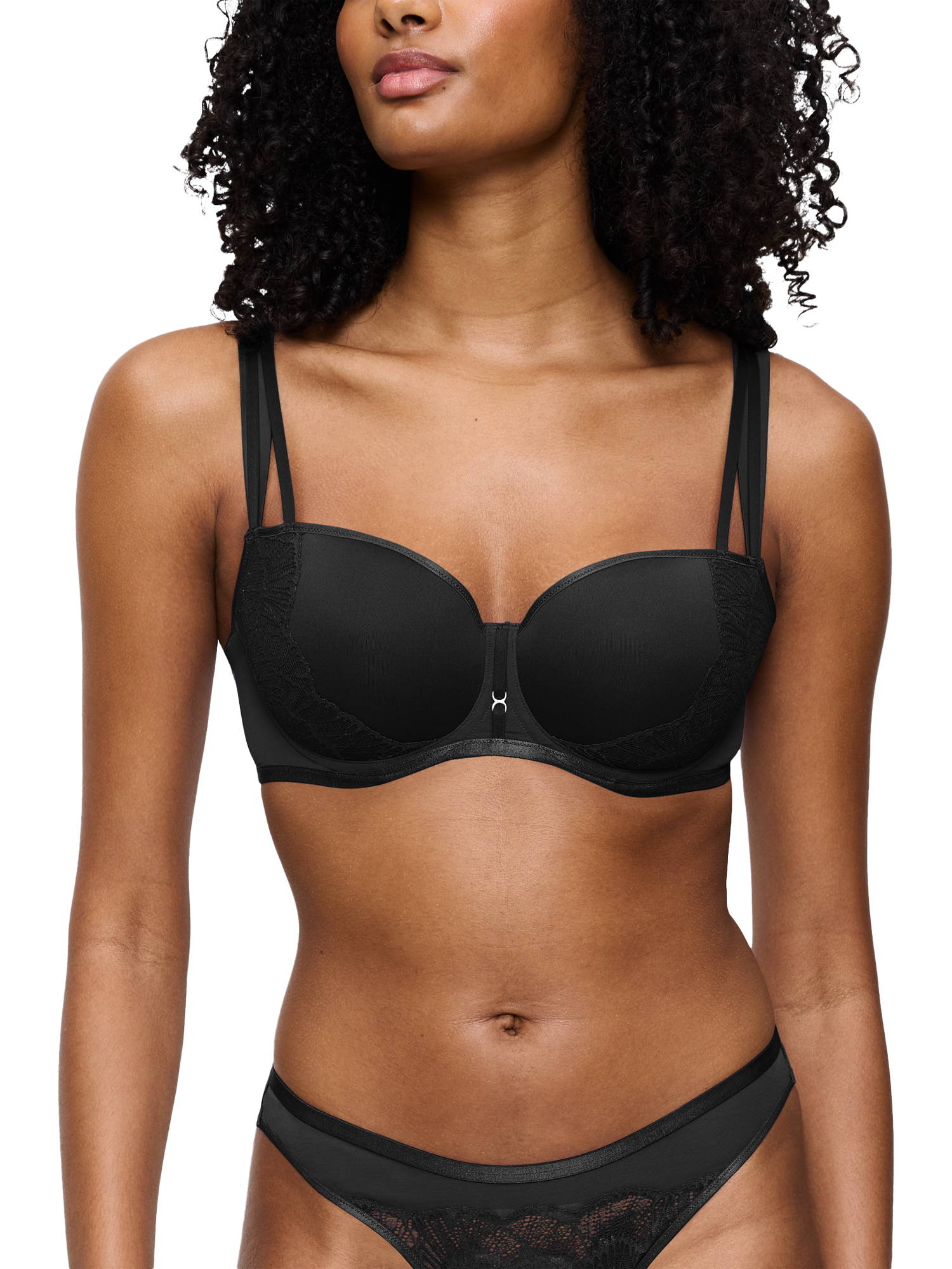 Product image 1 of 5, which shows Triumph Palina Padded Undwerwired Balconette Bra, Black, 32B