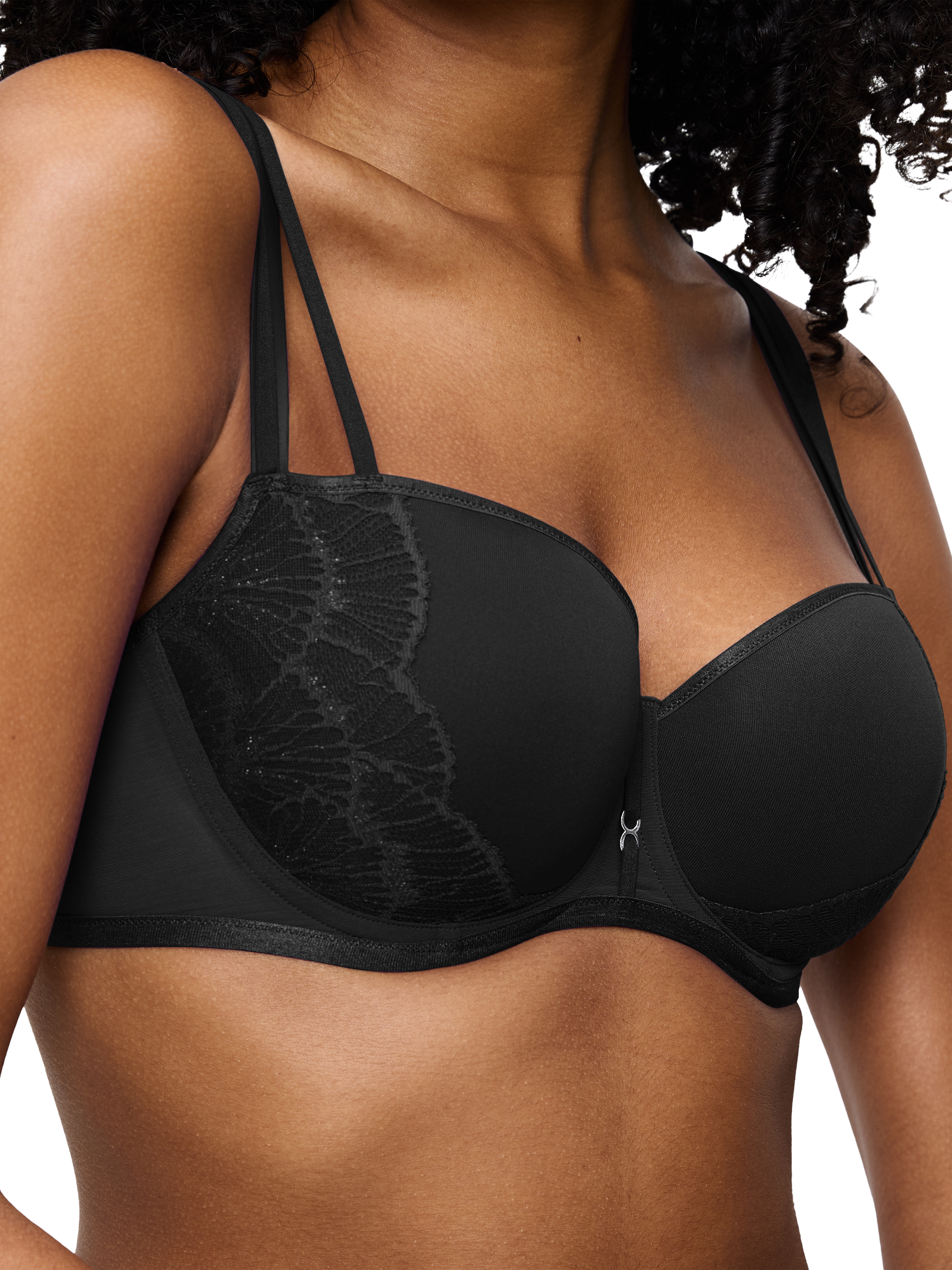 Product image 3 of 5, which shows Triumph Palina Padded Undwerwired Balconette Bra, Black, 32B