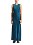 ASCENO Valencia Pure Silk Charmeuse Dress, Blue