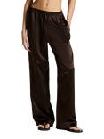 ASCENO Aurelia Silk Blend Trousers, Dark Brown