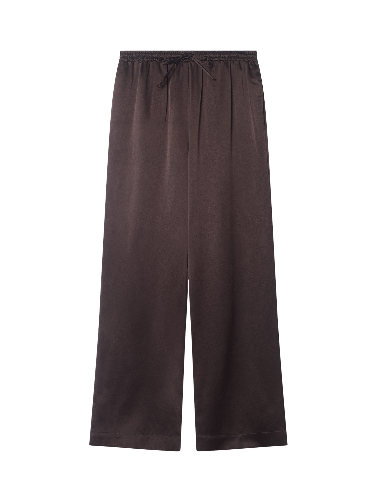 Product image 4 of 6, which shows ASCENO Aurelia Silk Blend Trousers, Dark Brown, XS
