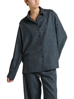 ASCENO Maya Wool Rich Shirt, Charcoal, Charcoal