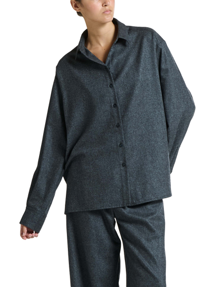 ASCENO Maya Wool Rich Shirt, Charcoal, Charcoal