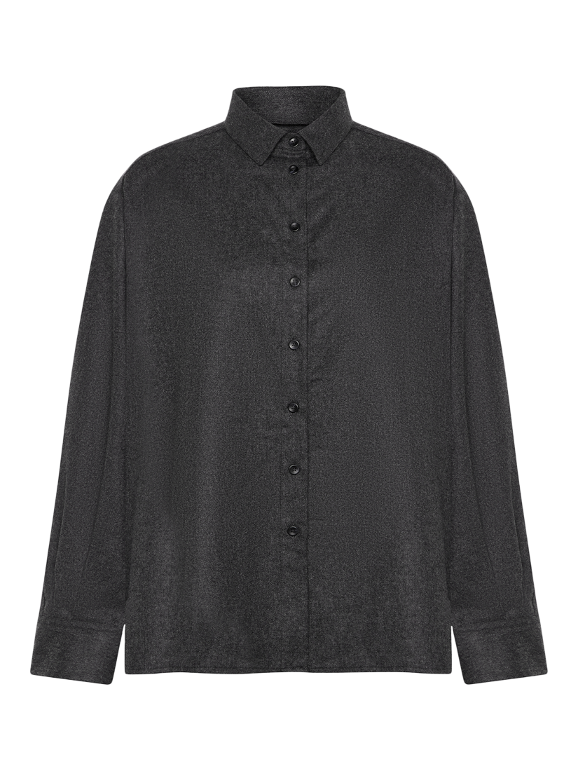 Product image 2 of 3, which shows ASCENO Maya Wool Rich Shirt, Charcoal, XS