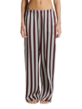 ASCENO Rosa Stripe Pure Silk Trousers, Brown/White