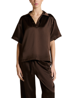 ASCENO Modena Silk Rich Top, Dark Brown, Dark Brown