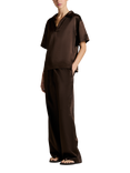 ASCENO Modena Silk Rich Top, Dark Brown