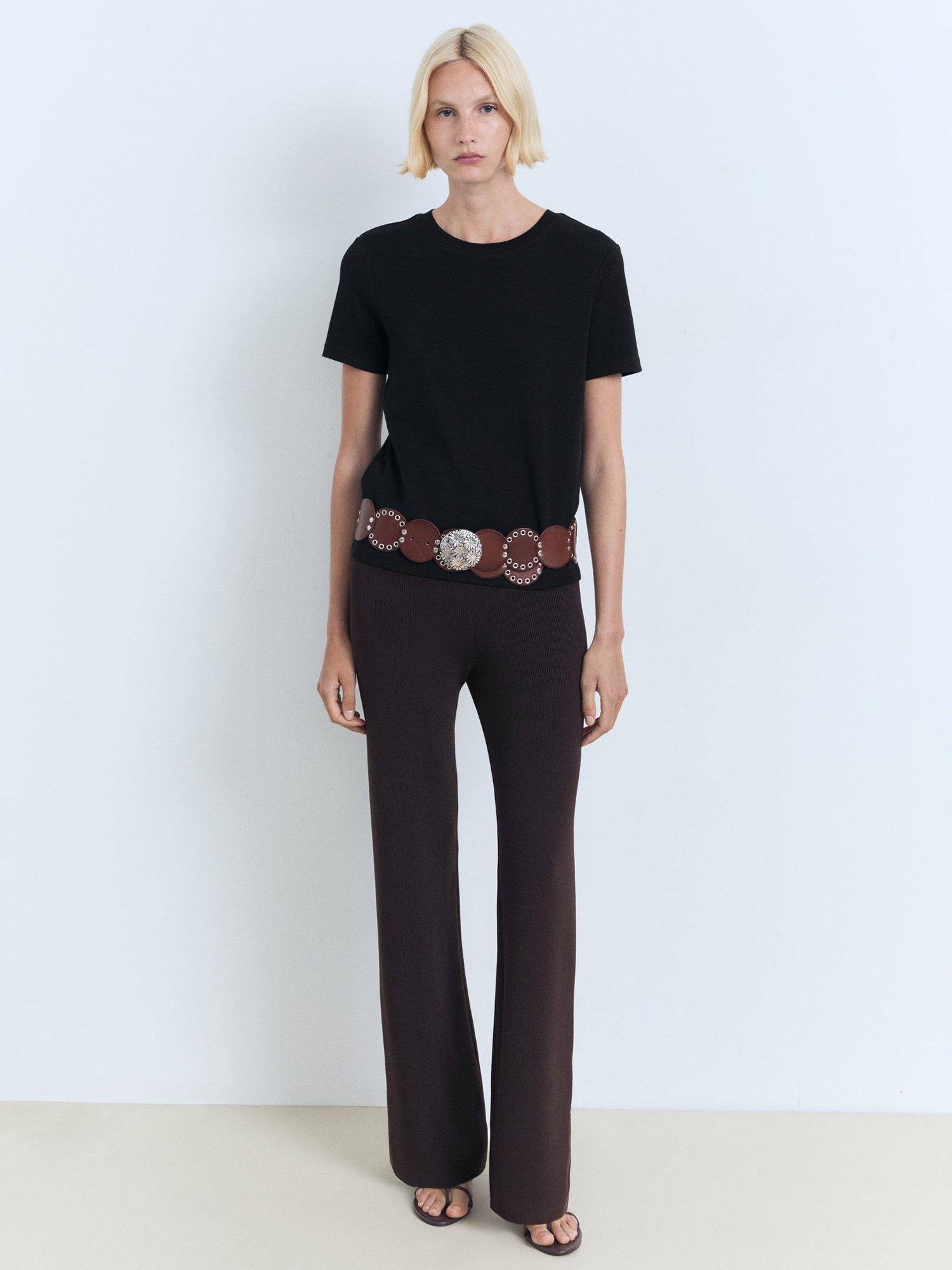 Product image 2 of 7, which shows Mango Rita Crew Neck T-Shirt, Black, XS