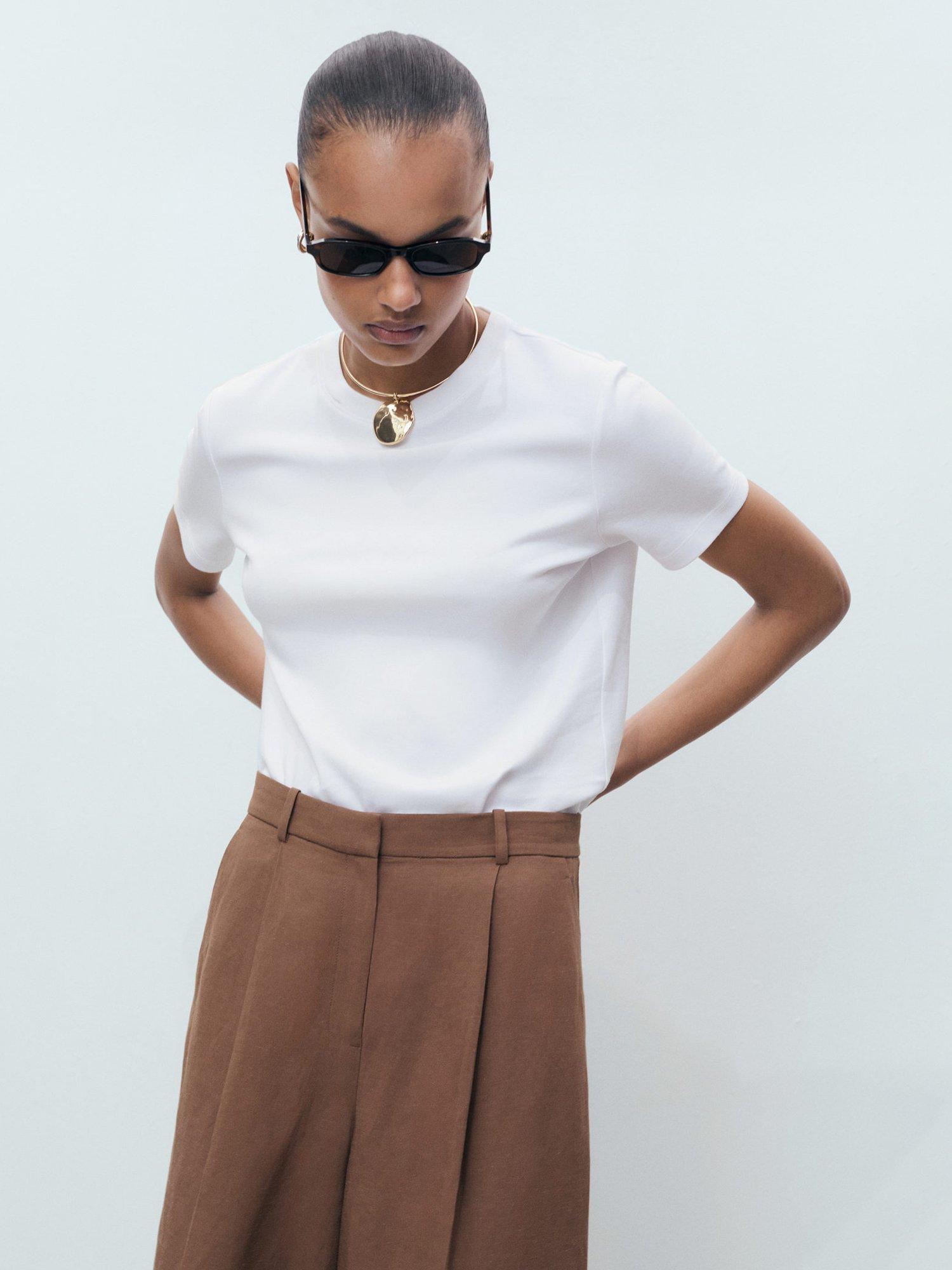 Product image 1 of 7, which shows Mango Rita Crew Neck T-Shirt, White, 5XL