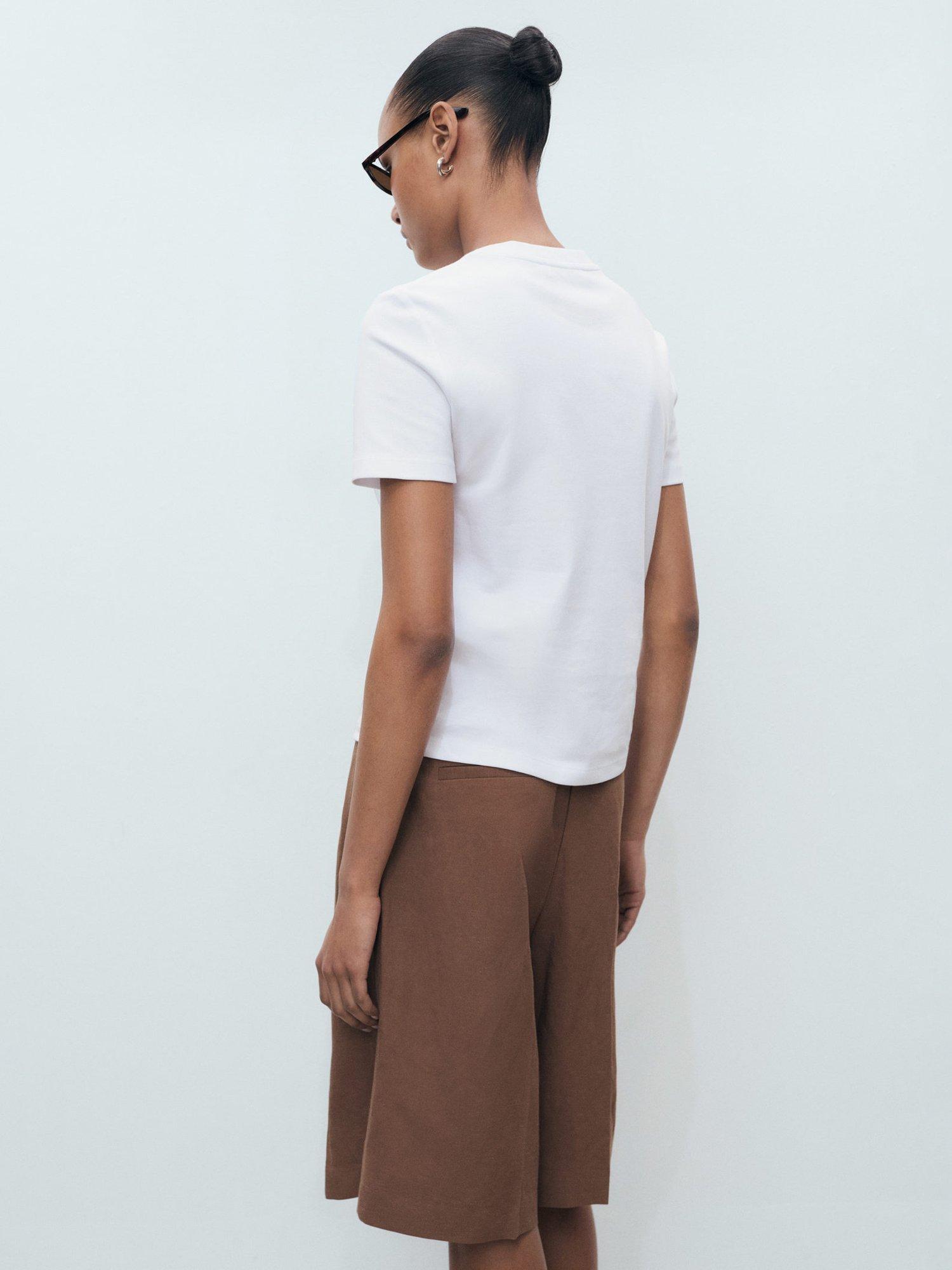 Product image 4 of 7, which shows Mango Rita Crew Neck T-Shirt, White, 5XL