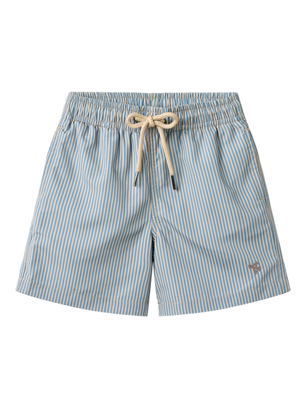 WHEAT Kids' Hansi Striped Drawstring Swim Shorts, Blue, Blue