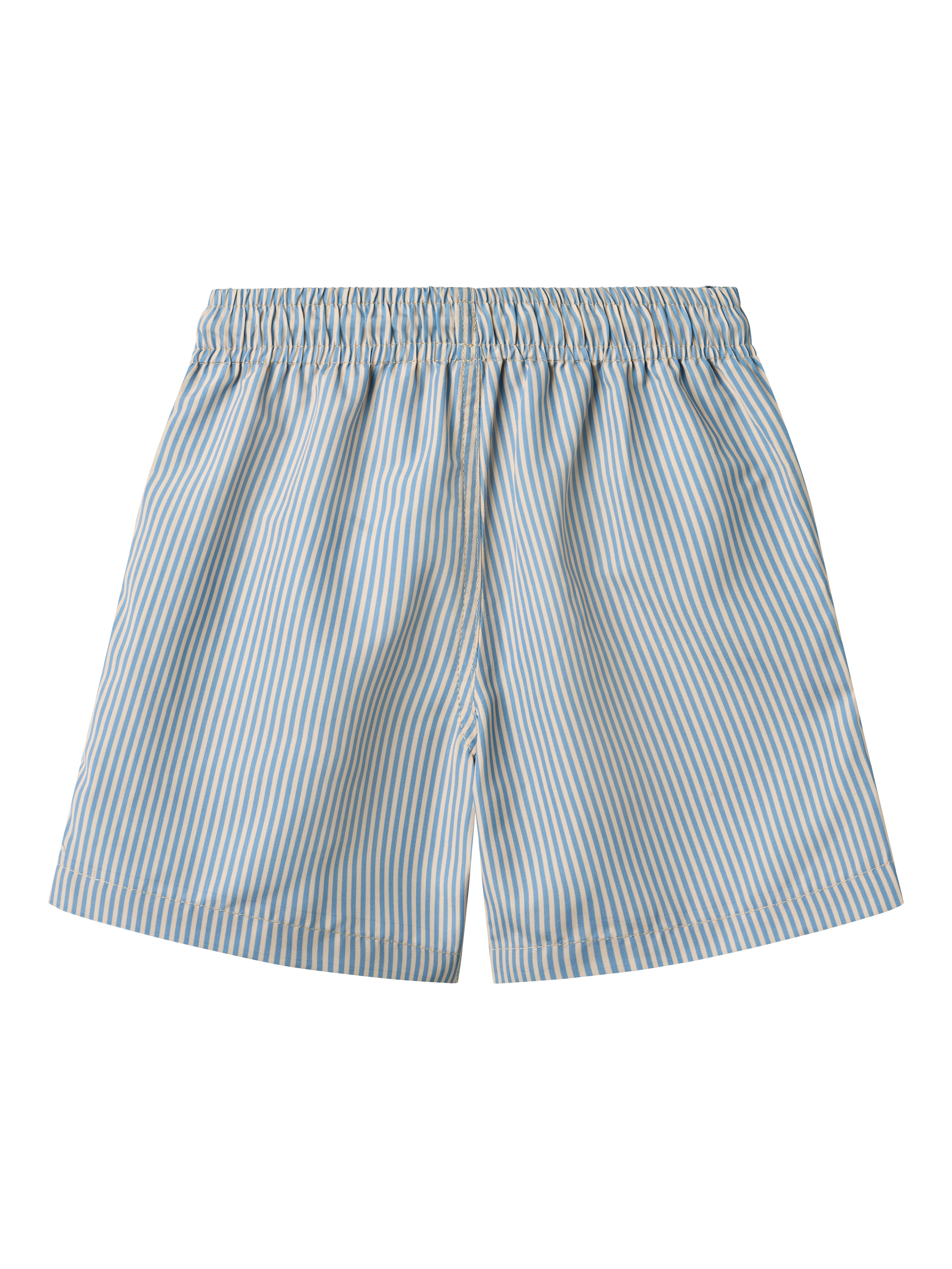 Product image 2 of 2, which shows WHEAT Kids' Hansi Striped Drawstring Swim Shorts, Blue, 12 months